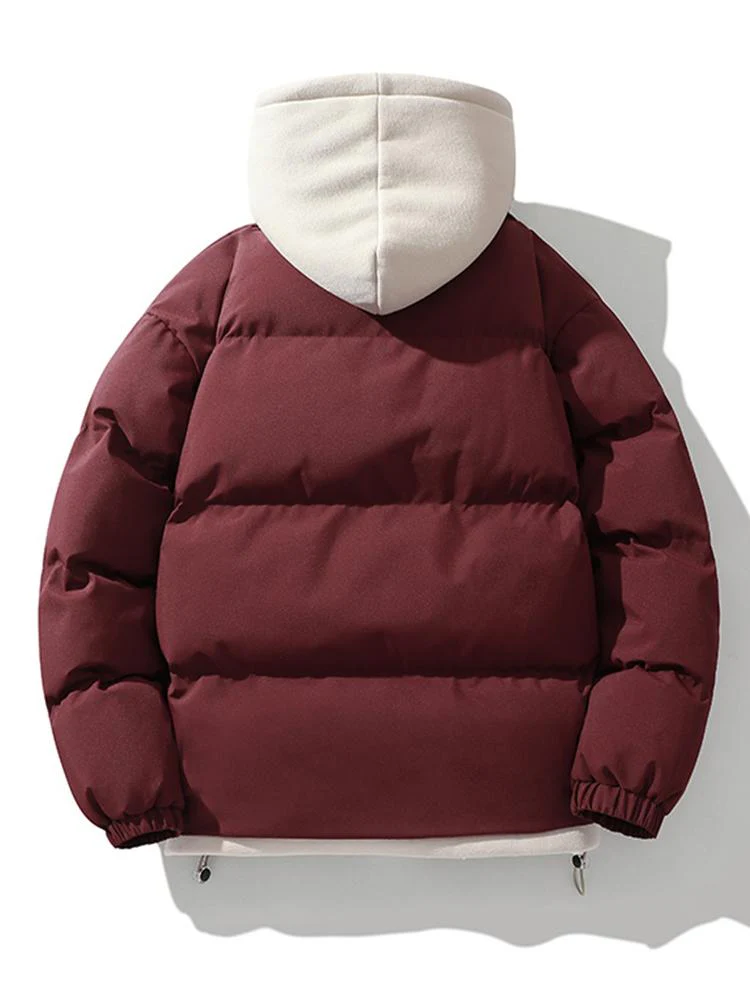 Men's Puffer Jacket - Quilted with Hood - Zipper Closure - Ribbed Cuffs - Warm Lining - Image 11