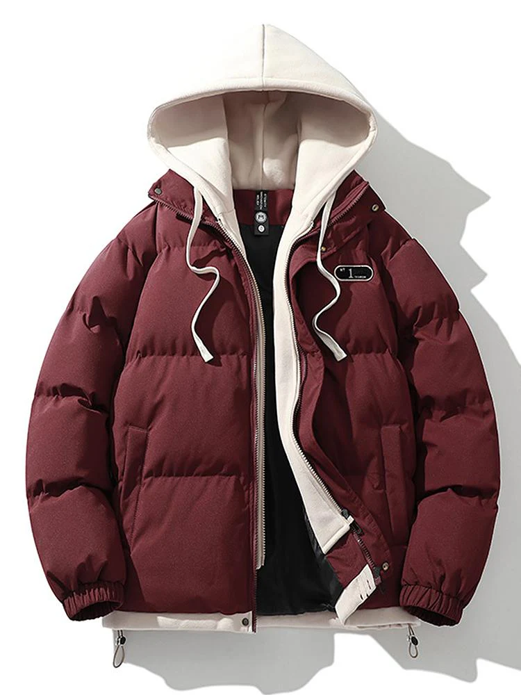Men's Puffer Jacket - Quilted with Hood - Zipper Closure - Ribbed Cuffs - Warm Lining - Image 12