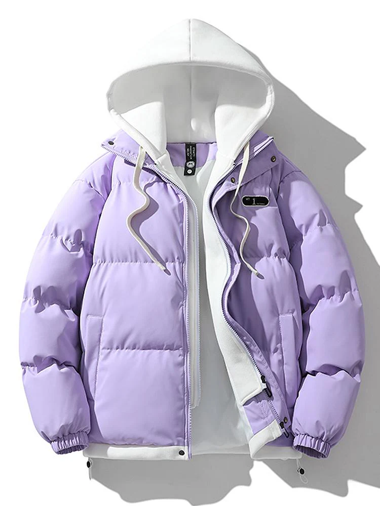 Men's Puffer Jacket - Quilted with Hood - Zipper Closure - Ribbed Cuffs - Warm Lining - Image 13