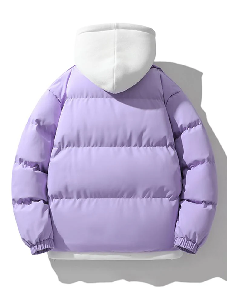 Men's Puffer Jacket - Quilted with Hood - Zipper Closure - Ribbed Cuffs - Warm Lining - Image 14