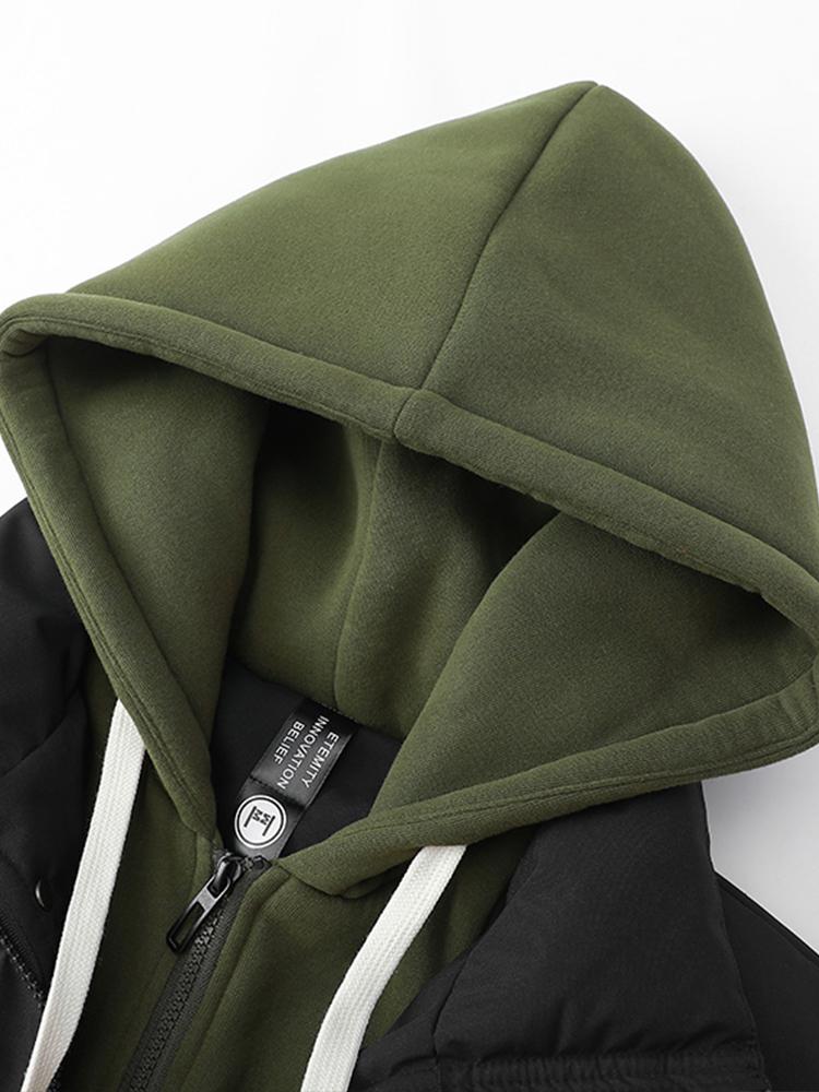 Men's Puffer Jacket - Quilted with Hood - Zipper Closure - Ribbed Cuffs - Warm Lining - Image 15