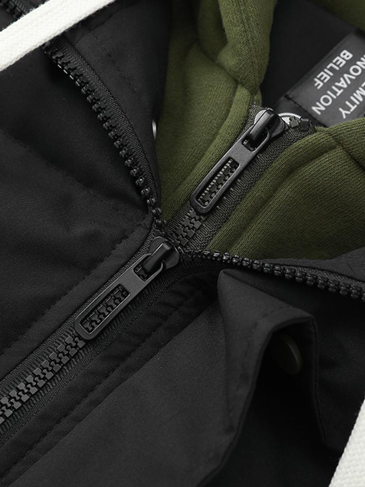 Men's Puffer Jacket - Quilted with Hood - Zipper Closure - Ribbed Cuffs - Warm Lining - Image 16