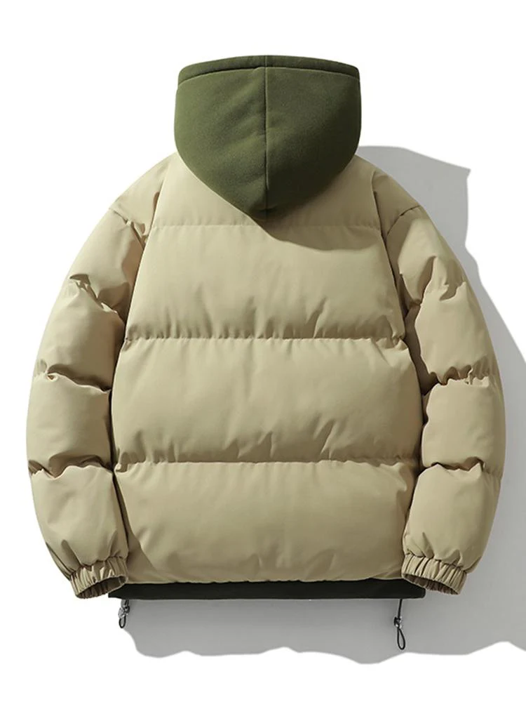 Men's Puffer Jacket - Quilted with Hood - Zipper Closure - Ribbed Cuffs - Warm Lining - Image 6