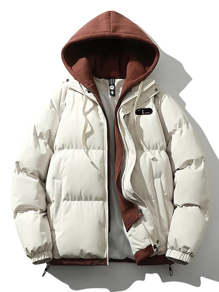 Men's Puffer Jacket - Quilted with Hood - Zipper Closure - Ribbed Cuffs - Warm Lining - Image 9