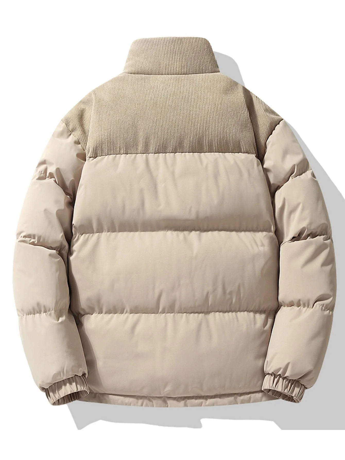 Men's Puffer Jacket – Quilted – High Collar – Corduroy Details – Zipper Closure – Heat-Retaining - Image 8