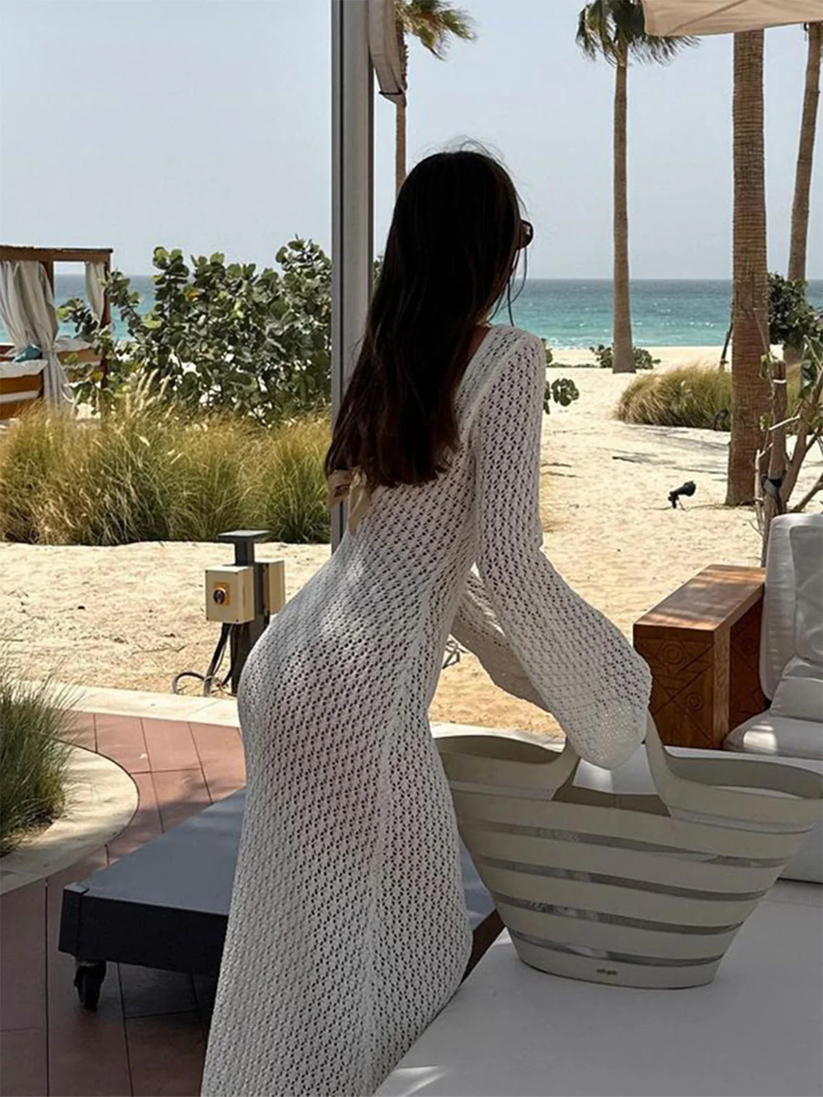 Elise Dress |Cover up Long Sleeve Dress with Open Back - Image 6