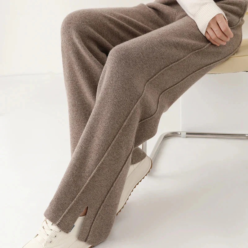 Ladies Pants - Wide Legs - High Waist - Soft Knit Fabric - Elastic Band - Image 3