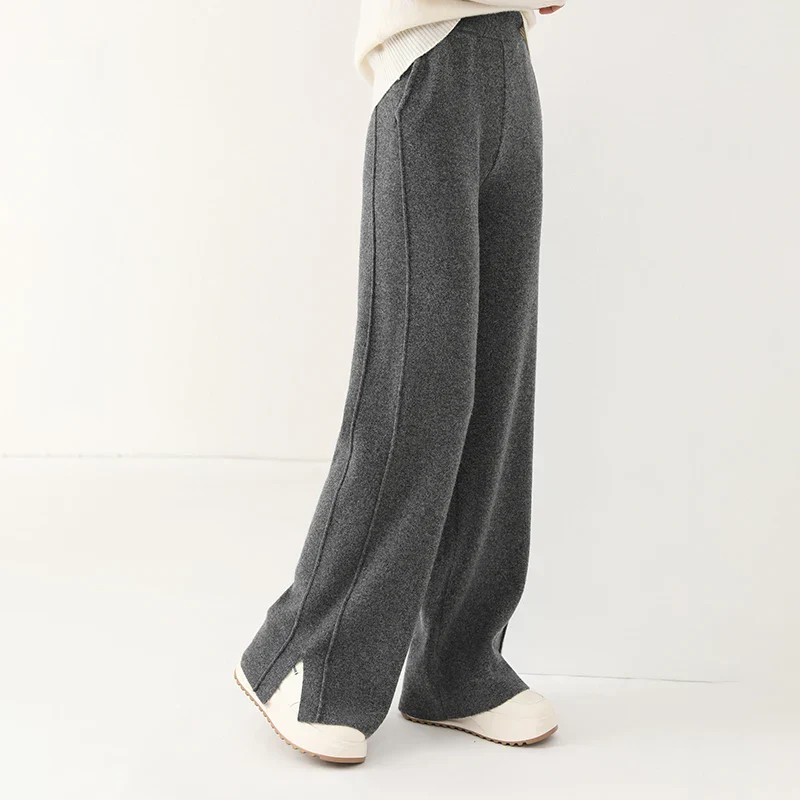Ladies Pants - Wide Legs - High Waist - Soft Knit Fabric - Elastic Band - Image 4