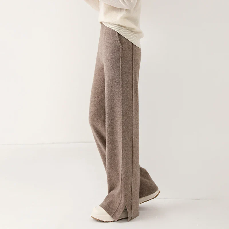 Ladies Pants - Wide Legs - High Waist - Soft Knit Fabric - Elastic Band - Image 6