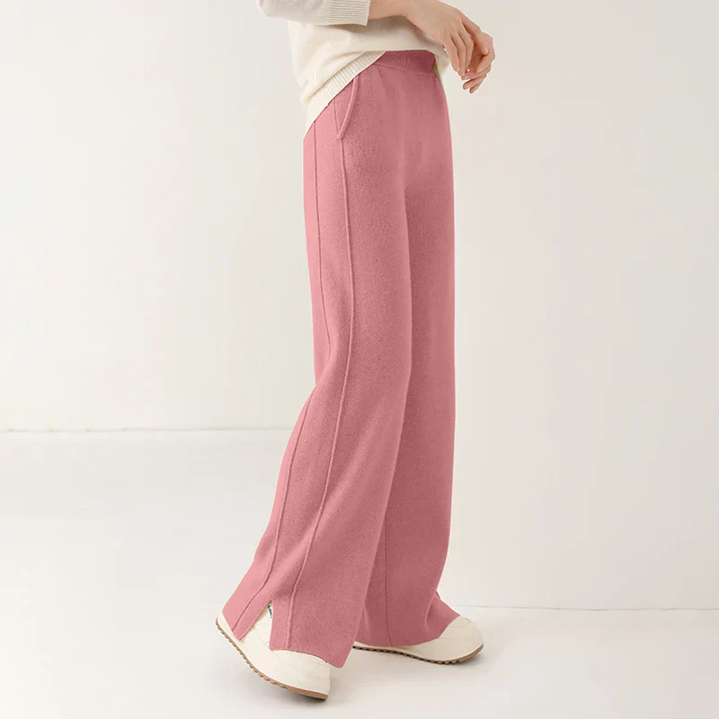 Ladies Pants - Wide Legs - High Waist - Soft Knit Fabric - Elastic Band - Image 8