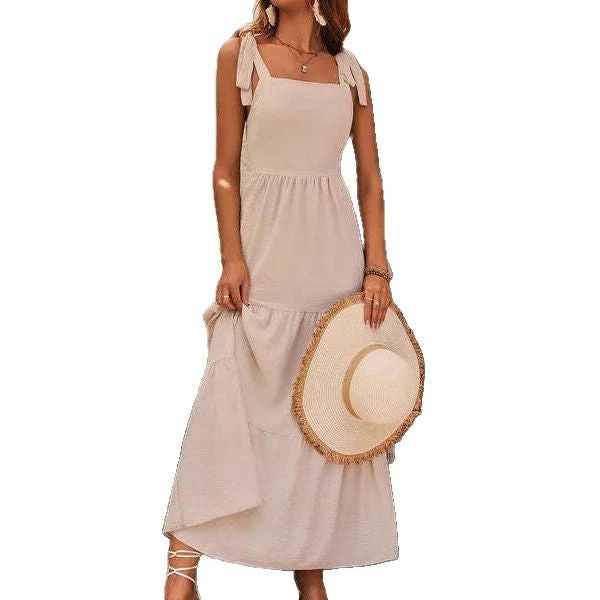 Women's A-line Dress – Cotton – Sleeveless – Adjustable Shoulder Straps – Layered Design - Image 6