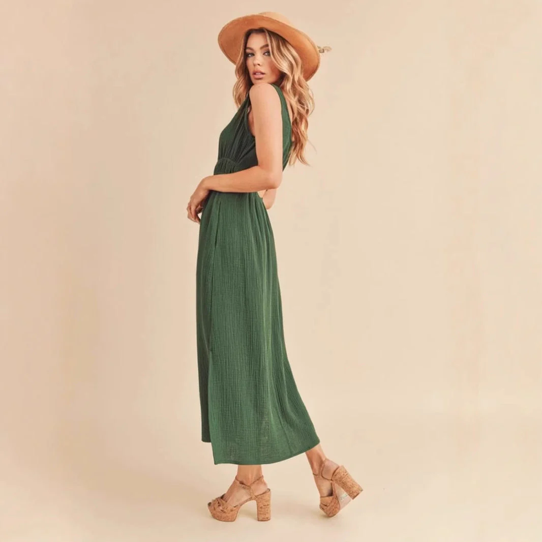 Women's A-line Dress – Sleeveless – Elastic Waist – Side Pockets – Mid-length – Breathable - Image 5