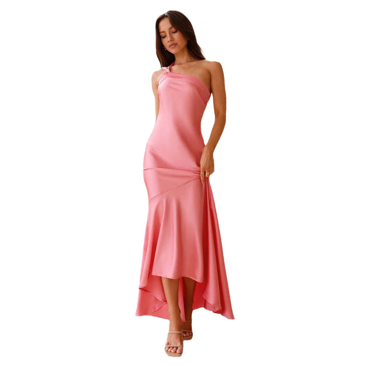 Ladies Evening Dress – One Shoulder – Satin Look – Mermaid Fit – Full Length - Image 6
