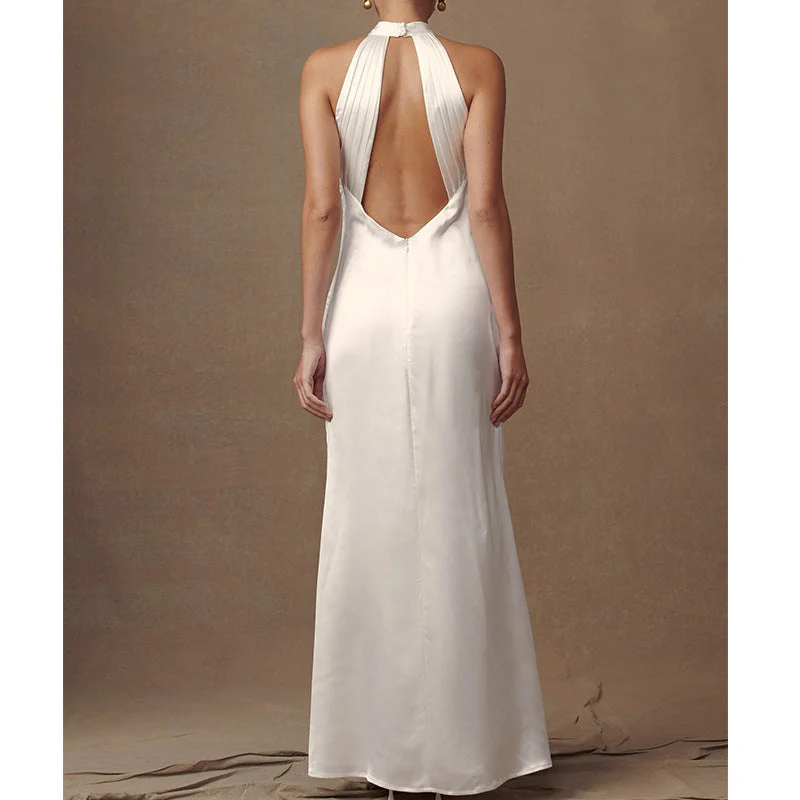 Women's evening dress – elegant fit – halter neck – floral detail – long length - Image 5