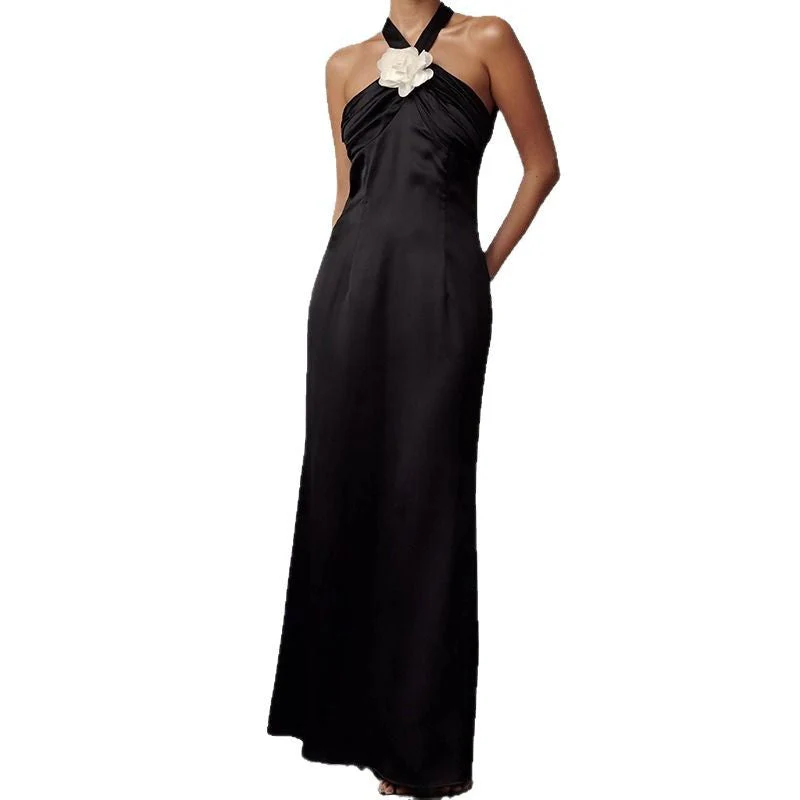 Women's evening dress – elegant fit – halter neck – floral detail – long length - Image 6