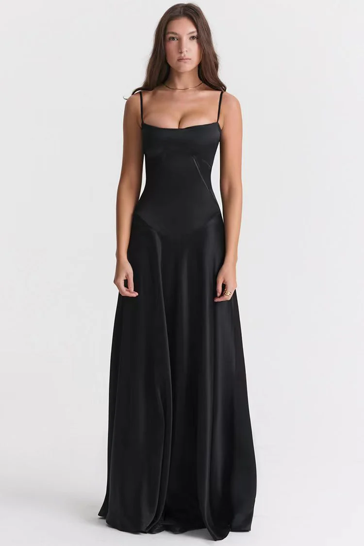 Ladies Evening Dress – Luxury Fabric – Slim Fit – Spaghetti Straps – Open Back – Maxi Length - Image 3