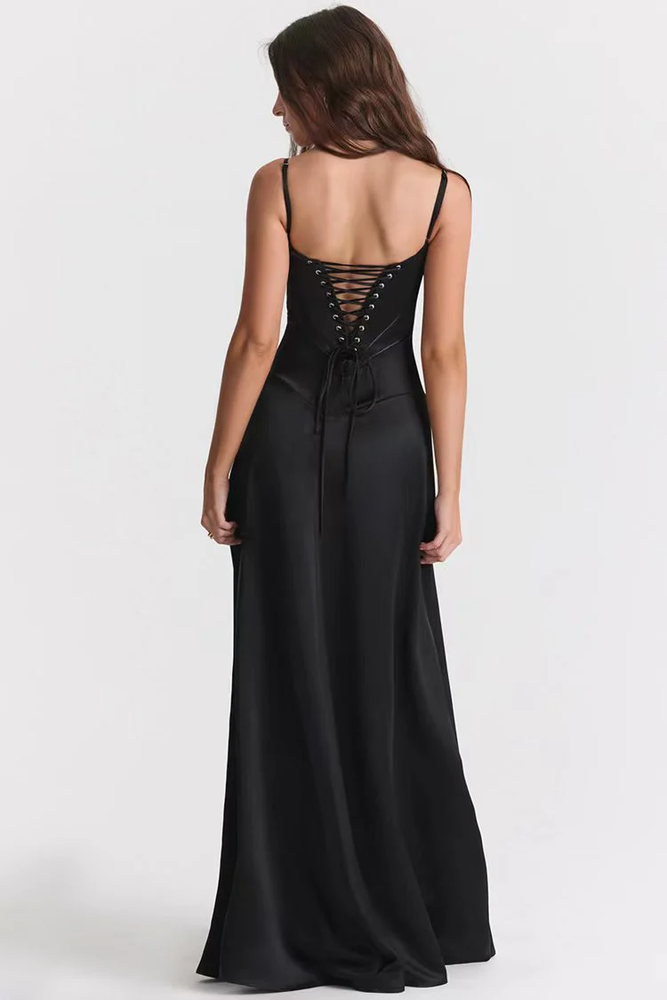 Ladies Evening Dress – Luxury Fabric – Slim Fit – Spaghetti Straps – Open Back – Maxi Length - Image 4