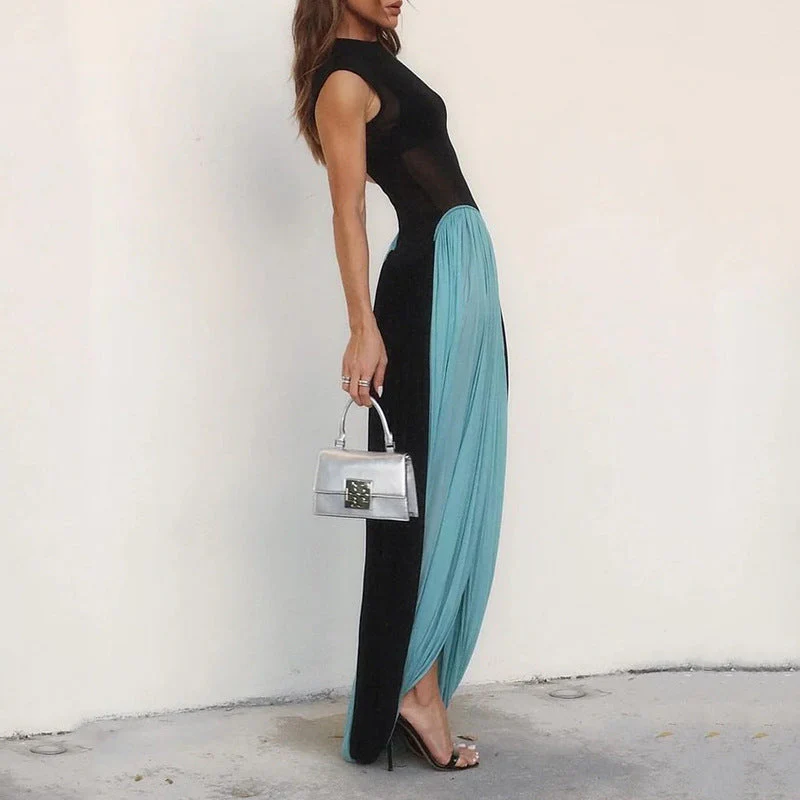 Ladies Evening Dress – Sleeveless – Tailored Fit and Flare – Chic High Split – Maxi Length - Image 3