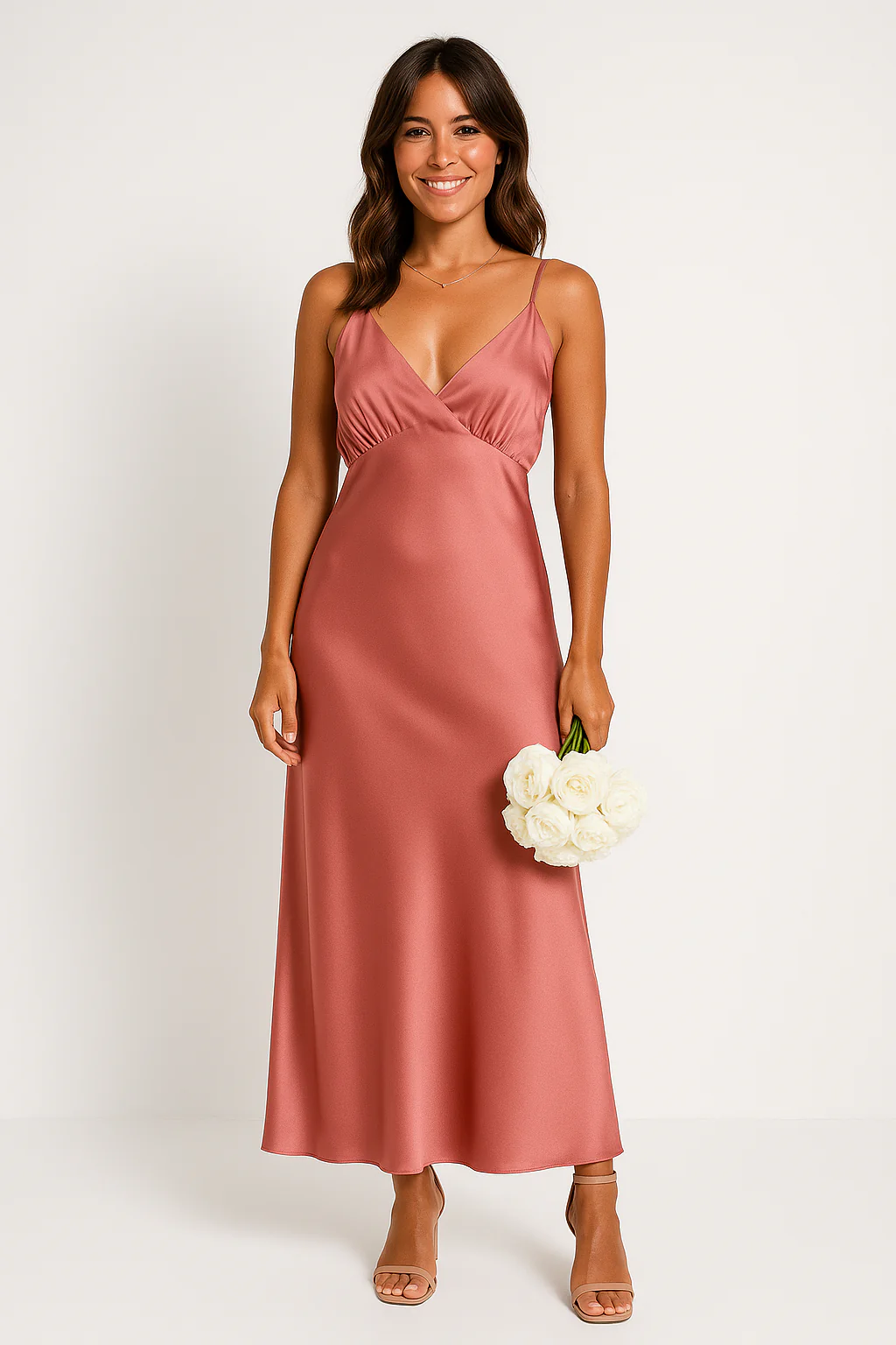 Ladies Evening Dress – Satin look – Slim Fit – Sleeveless Backless – V-neck with Split - Image 2