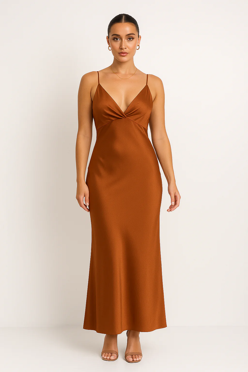 Ladies Evening Dress – Satin look – Slim Fit – Sleeveless Backless – V-neck with Split - Image 3