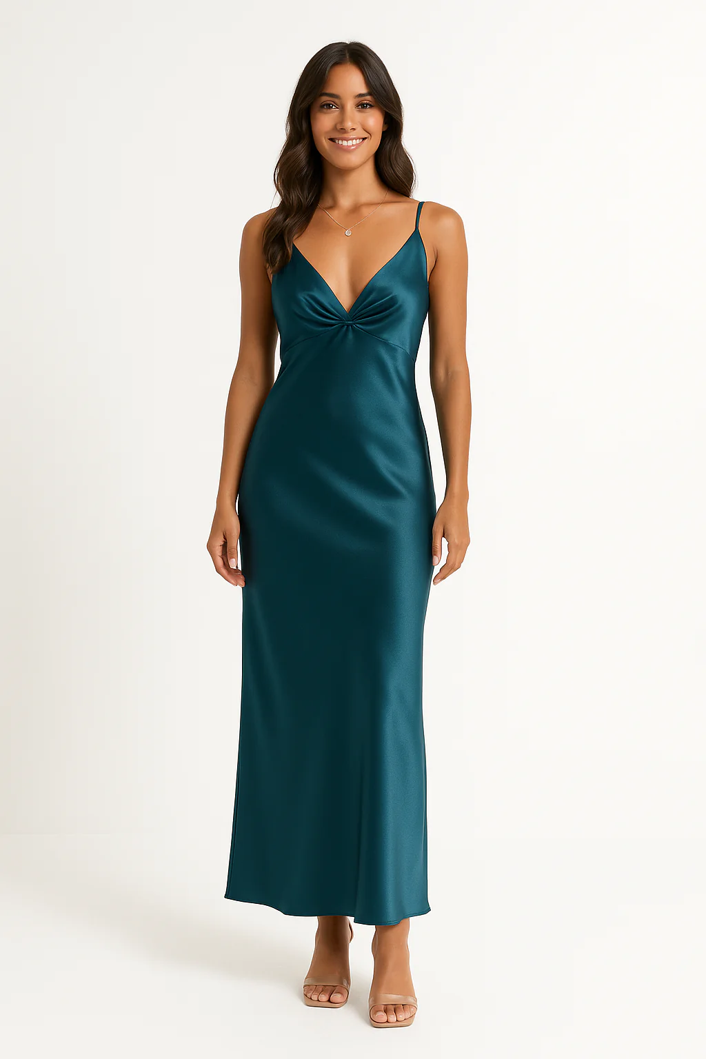 Ladies Evening Dress – Satin look – Slim Fit – Sleeveless Backless – V-neck with Split - Image 4