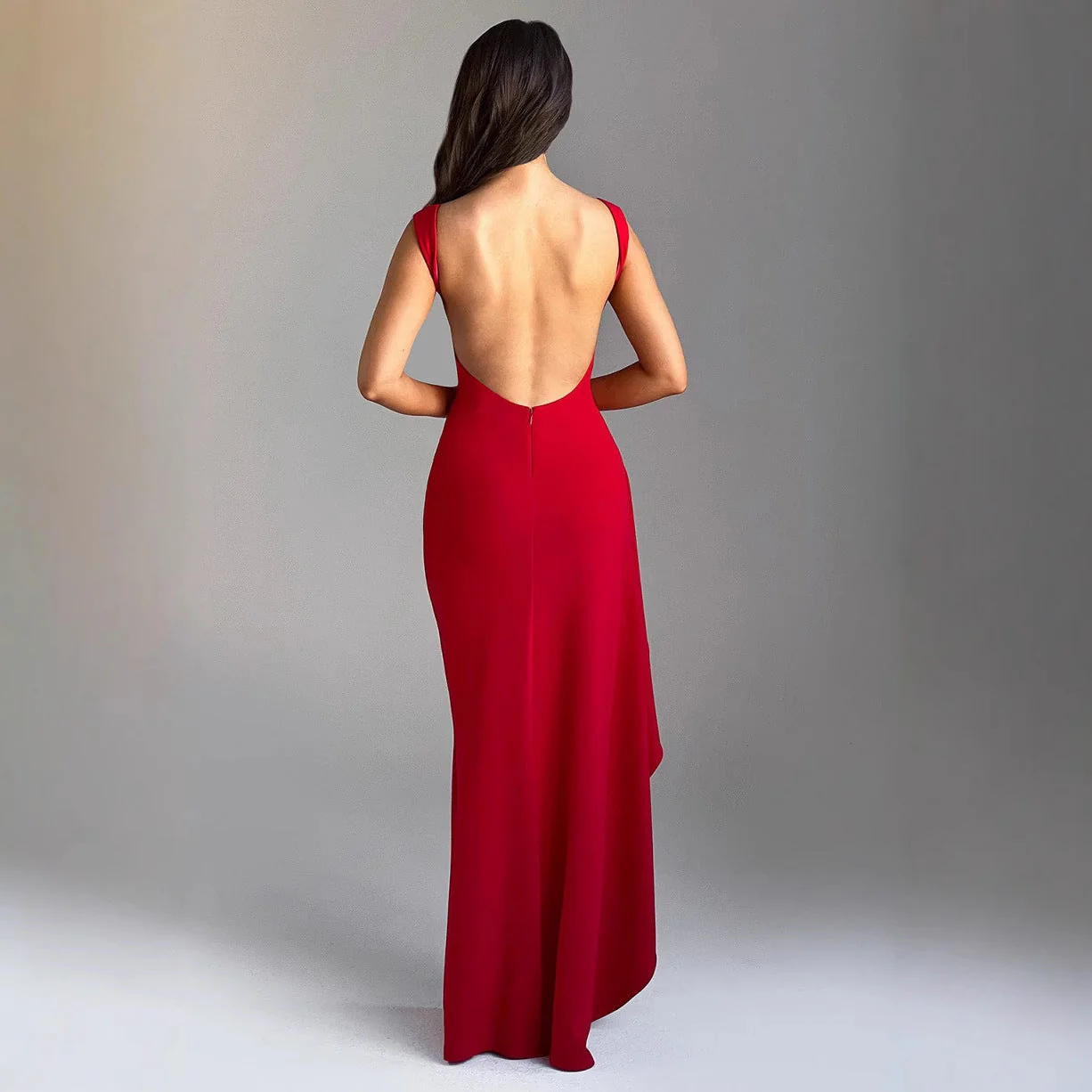 Ladies Evening Dress – Slim Fit – Sleeveless – High Slit – Open Back – Maxi Length - Image 3