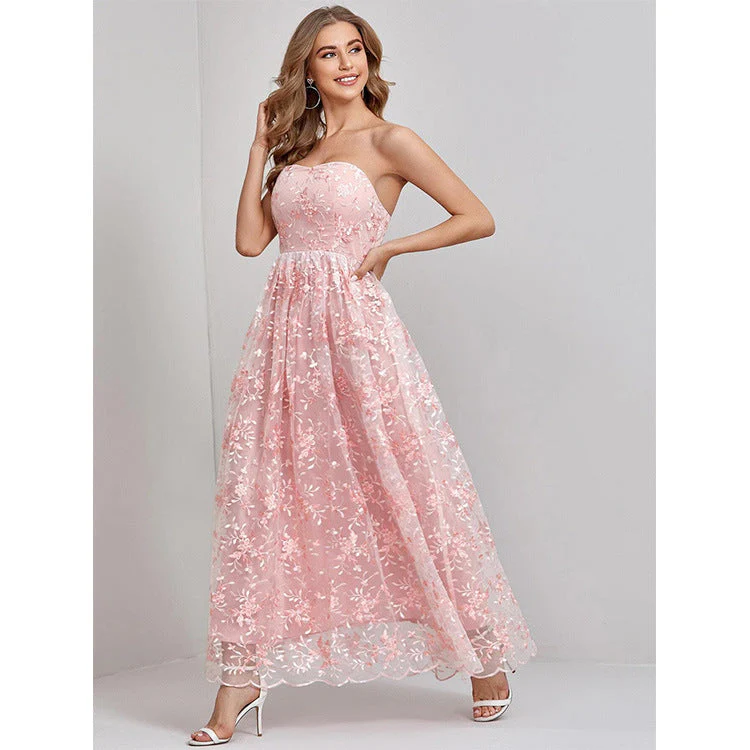Ladies Evening Dress – Strapless – Flowy Maxi Fit – Luxury Embroidery – Elegant Look - Image 2