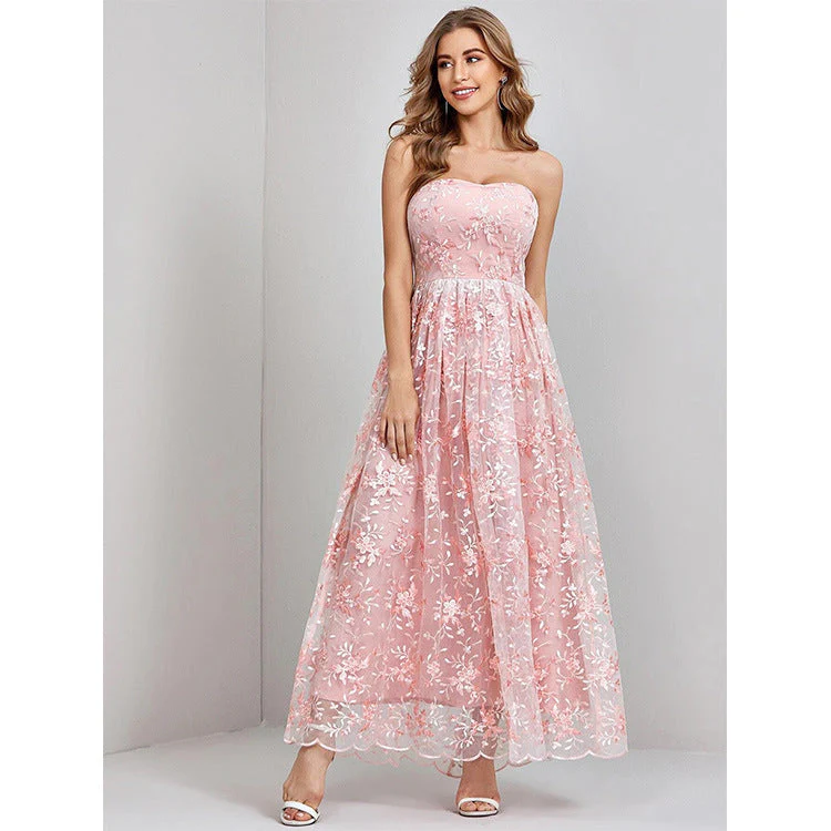 Ladies Evening Dress – Strapless – Flowy Maxi Fit – Luxury Embroidery – Elegant Look - Image 3