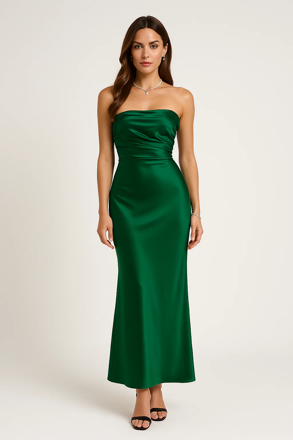 Ladies Evening Dress – Strapless – Slim Fit – Long Satinlook Elegant Gala Dress - Image 3