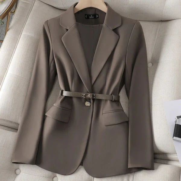 Women's Blazer – Tailored Fit – Waist Belt – Single Button Closure – Classic Lapels - Image 2