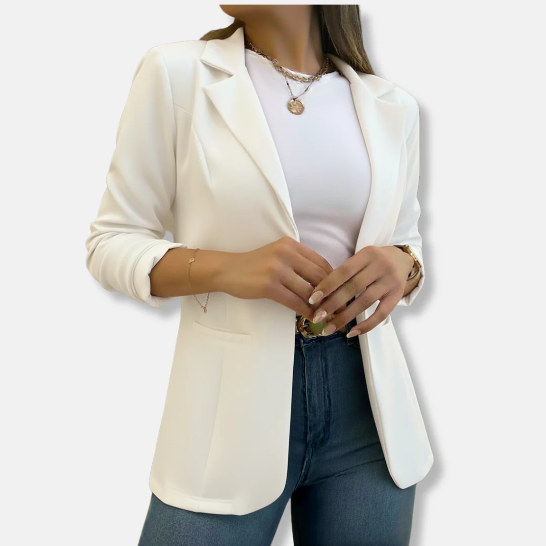Ladies Blazer – Tailored Fit – Three-Quarter Sleeve – Classic Lapels – Flap Pockets - Image 2