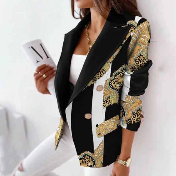 Women's Blazer – Tailored Fit – Double-Button Closure – Striped – Notched Lapel - Image 4