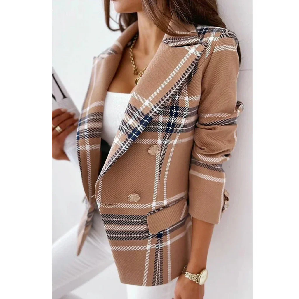 Women's Blazer – Tailored Fit – Double-Button Closure – Striped – Notched Lapel - Image 6