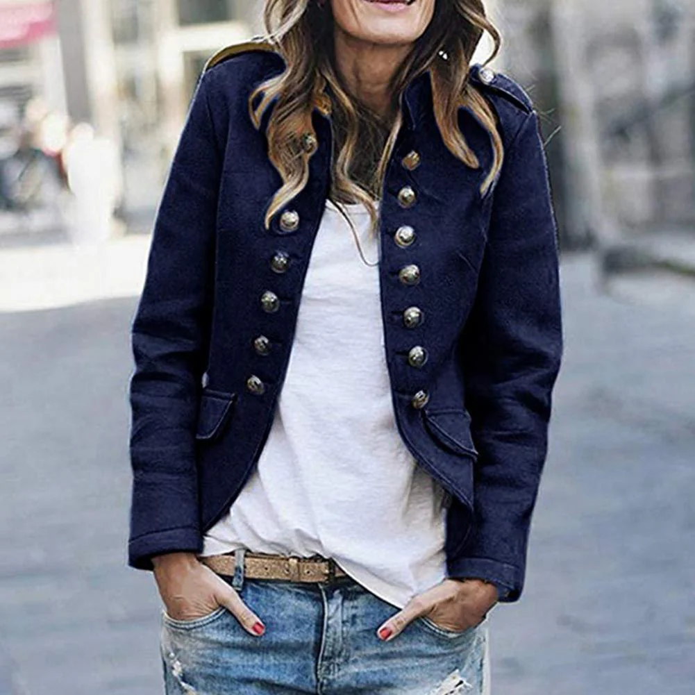 Women's blazer – Tailored fit – Wool blend – Double-breasted with epaulettes - Image 2