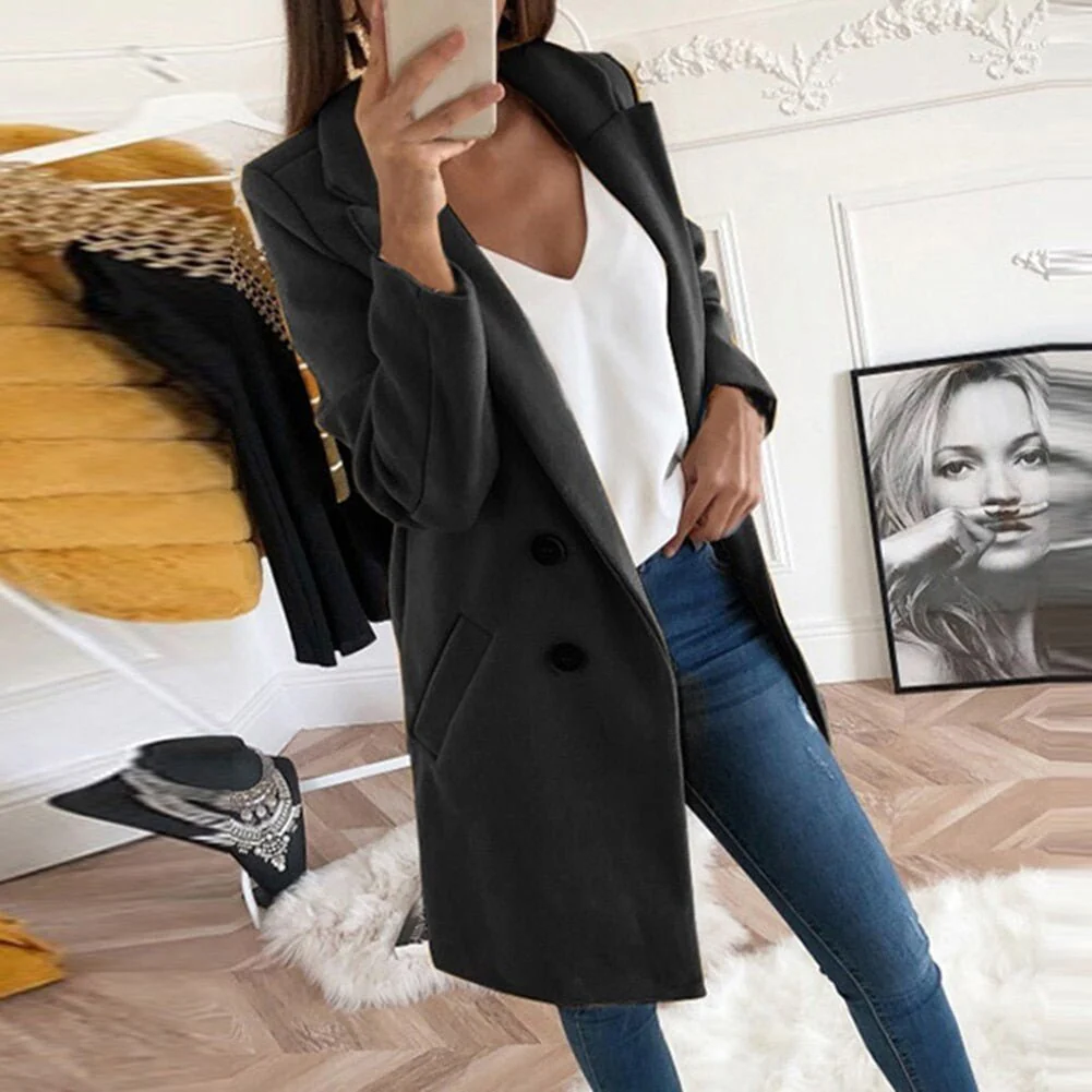 Ladies Blazer Jacket – Tailored Fit – Woolmix – Double-Breasted – Knee Length - Image 2