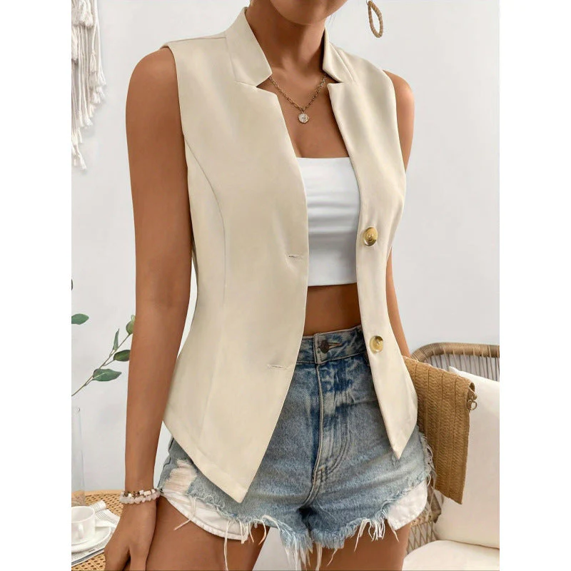 Women's Blouse Sleeveless – Slim Fit – Button Closure – Breathable Fabric – Waist Length - Image 2