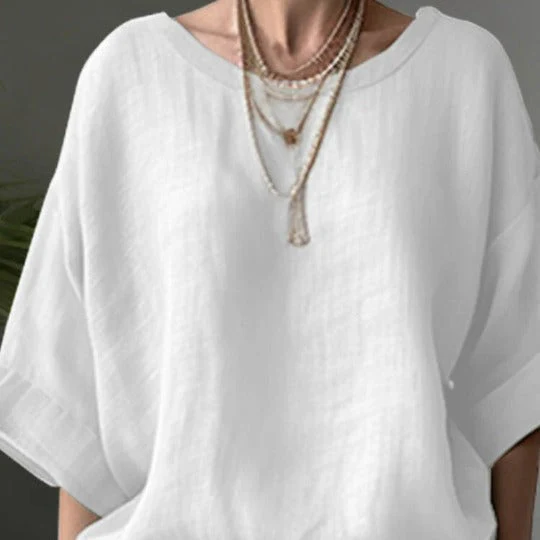 Ladies Blouse – Oversized Fit – Breathable Natural Textile – Round Neck – Casual - Image 3