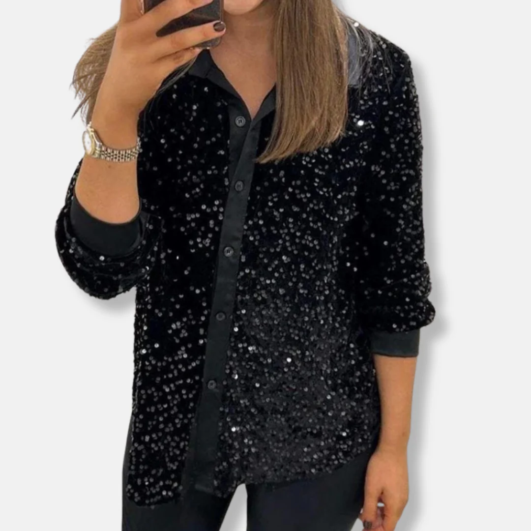Women's Blouse – Sequins – Relaxed Fit – Button Closure – Festive Shine - Image 5