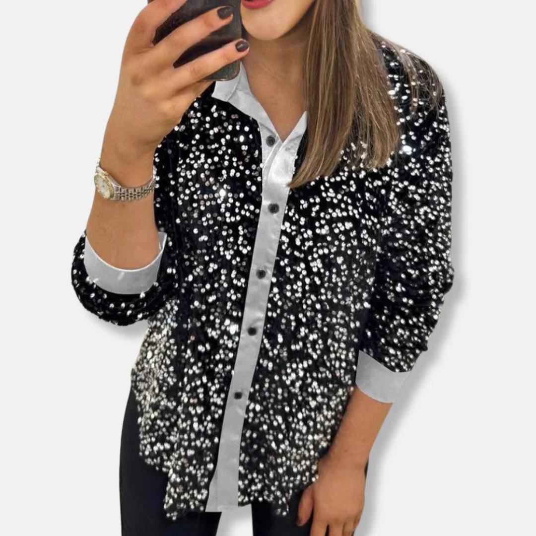 Women's Blouse – Sequins – Relaxed Fit – Button Closure – Festive Shine - Image 6