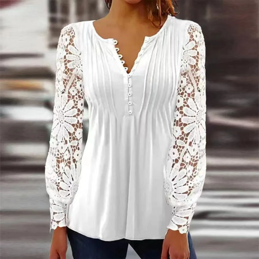 Women's Blouse β Relaxed Fit β Floral Print β V-Neck β 3/4 Sleeve β Breathable Fabric - Image 3
