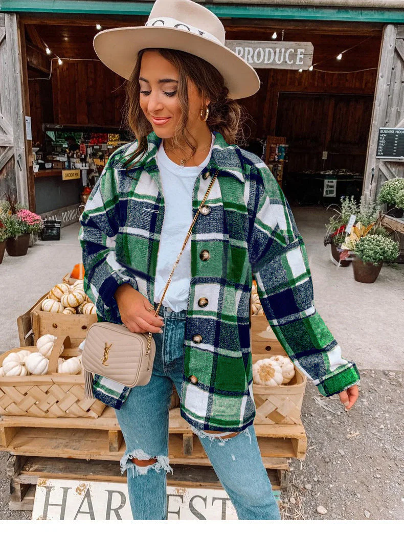 Women's Blouse – Relaxed Fit – Checked Pattern – Soft Flannel Touch – Button Closure - Image 2