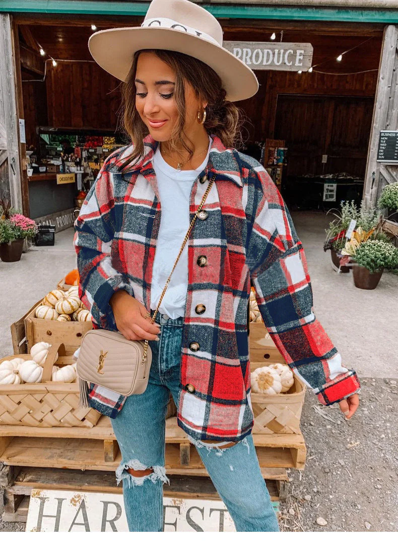 Women's Blouse – Relaxed Fit – Checked Pattern – Soft Flannel Touch – Button Closure - Image 3