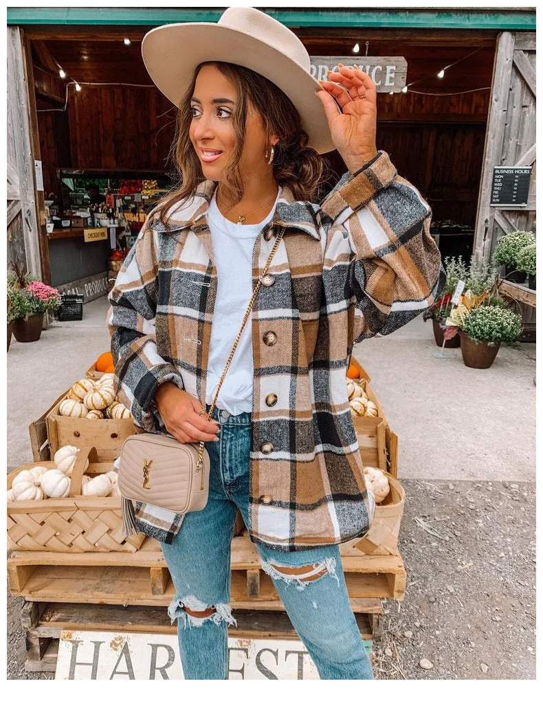 Women's Blouse – Relaxed Fit – Checked Pattern – Soft Flannel Touch – Button Closure - Image 5