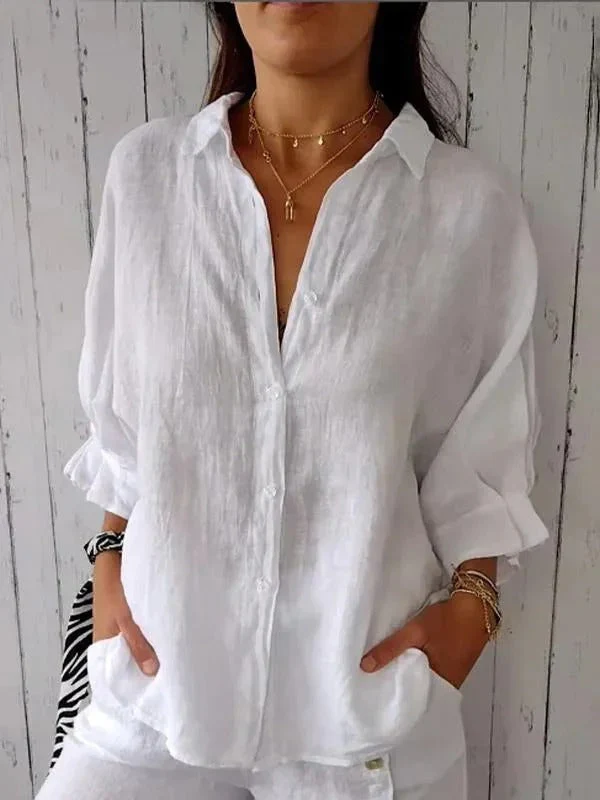 Women's Blouse – Relaxed Fit – Long Sleeves – Breathable Natural Textile - Image 2