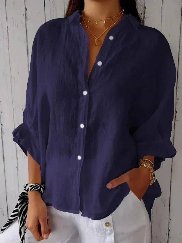 Women's Blouse – Relaxed Fit – Long Sleeves – Breathable Natural Textile - Image 3