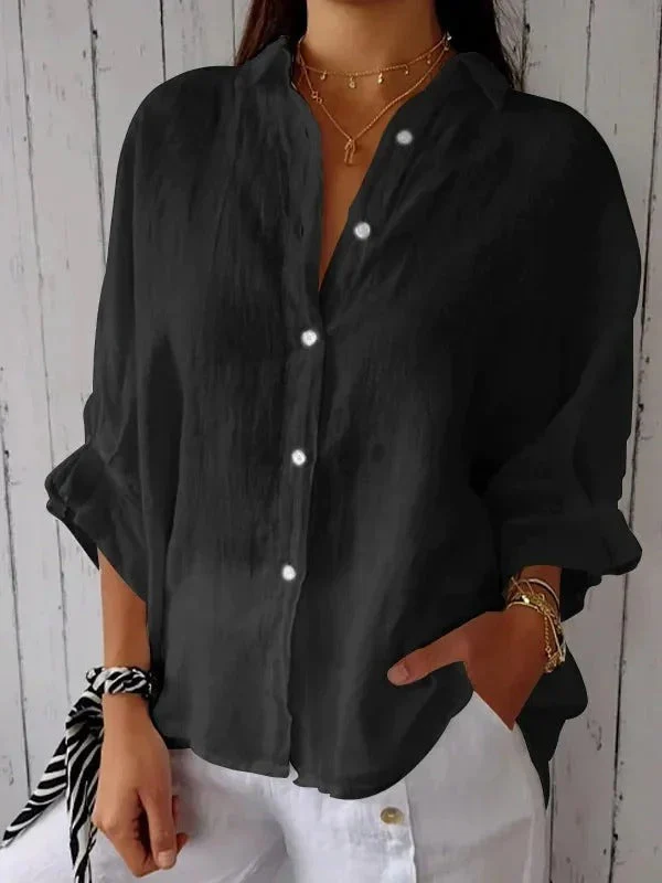Women's Blouse – Relaxed Fit – Long Sleeves – Breathable Natural Textile - Image 4