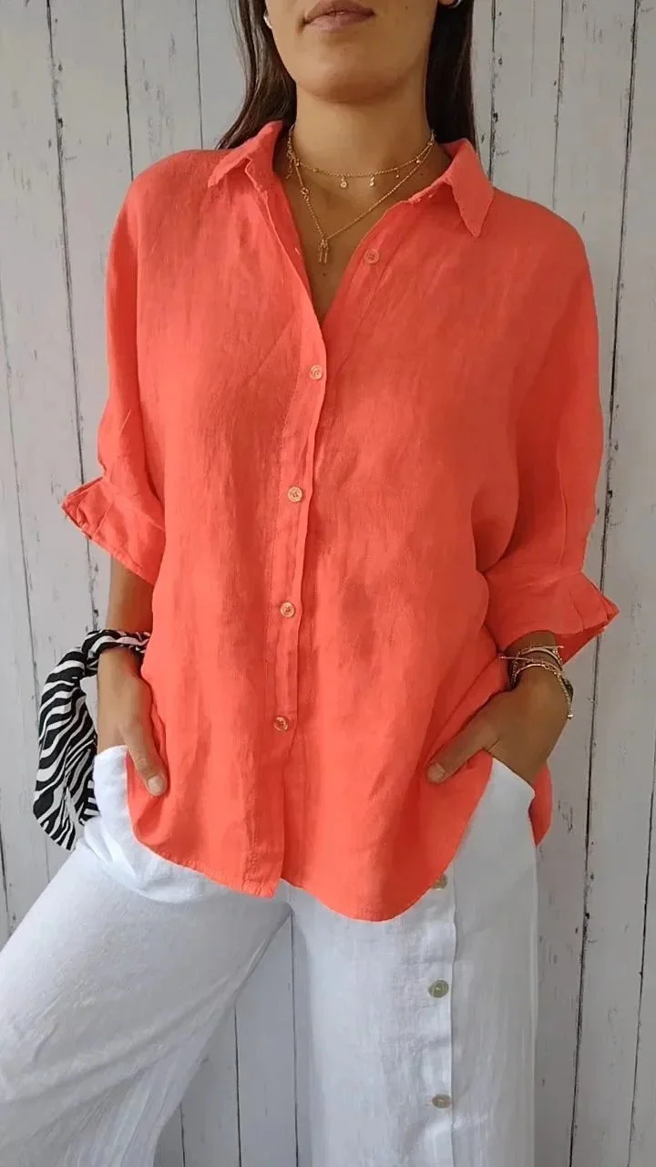 Women's Blouse – Relaxed Fit – Long Sleeves – Breathable Natural Textile - Image 6