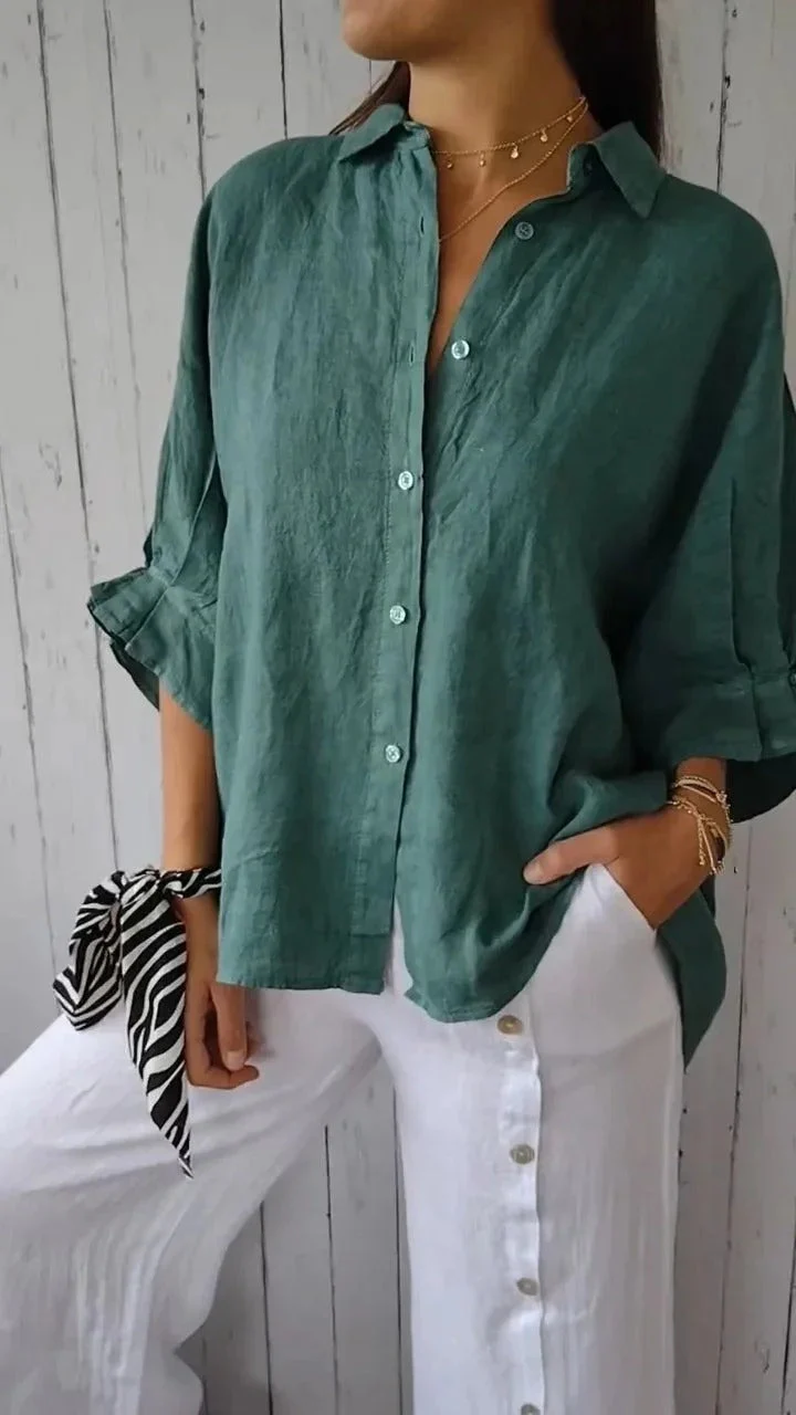 Women's Blouse – Relaxed Fit – Long Sleeves – Breathable Natural Textile - Image 7