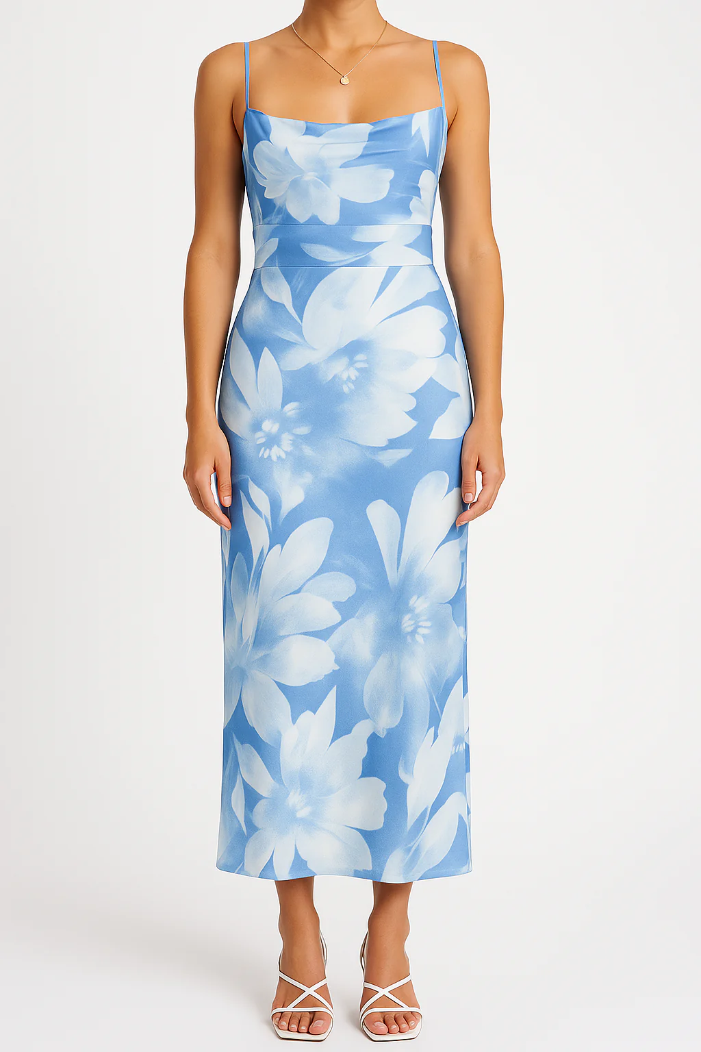 Women's Bodycon Dress – Slim Fit – Spaghetti Straps – Floral Print – Long Dress - Image 10