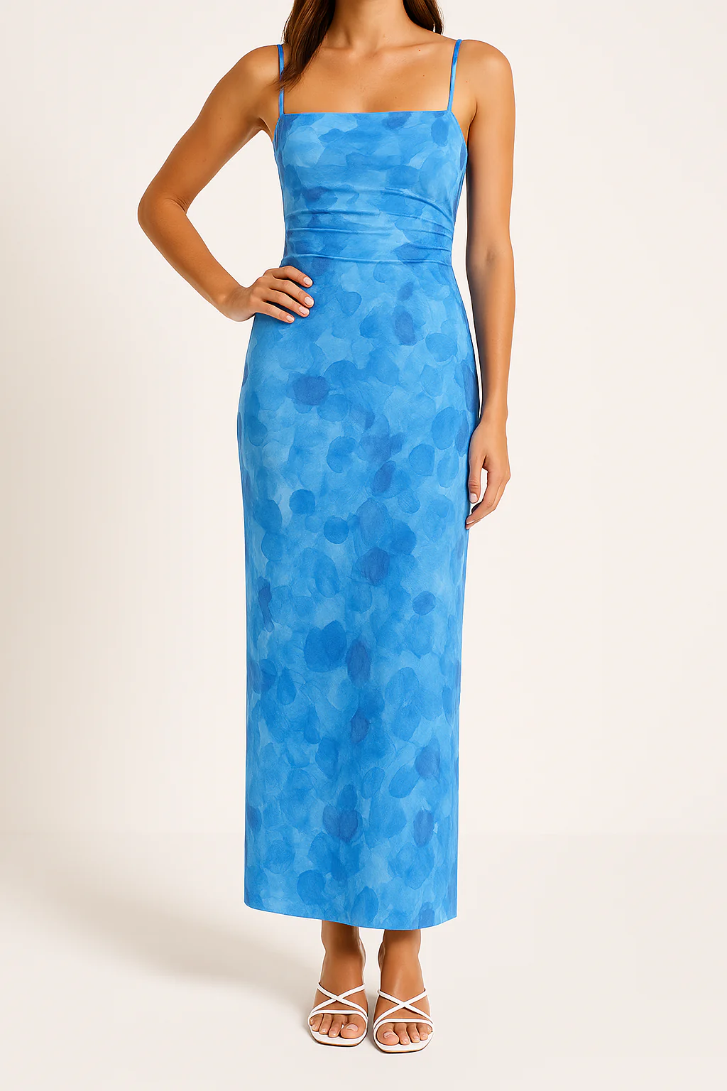Women's Bodycon Dress – Slim Fit – Spaghetti Straps – Floral Print – Long Dress - Image 8